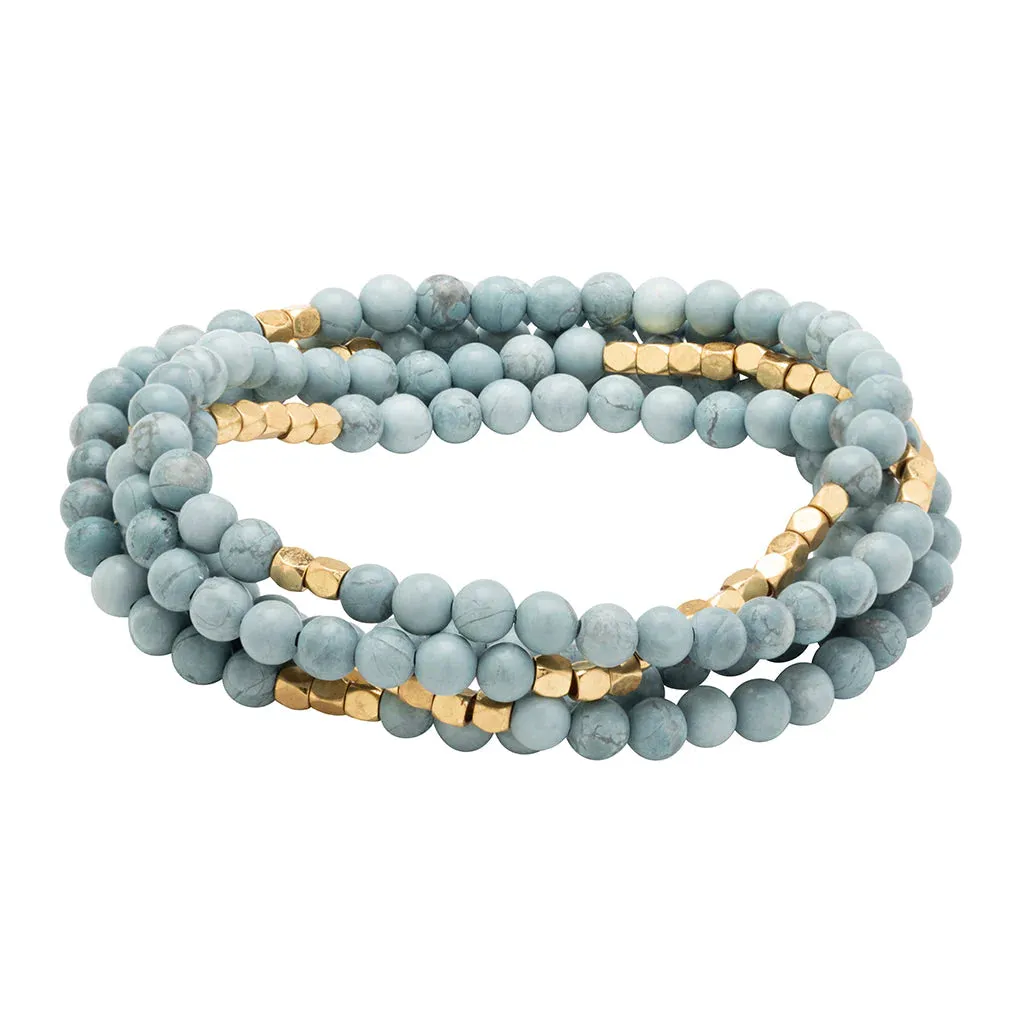 SW048 Wrap Bracelet Necklace Blue Howlite