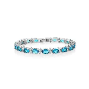 Swiss Blue Topaz 925 Sterling Silver Tennis Bracelet Jewelry