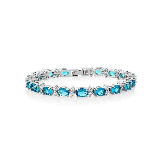 Swiss Blue Topaz 925 Sterling Silver Tennis Bracelet Jewelry