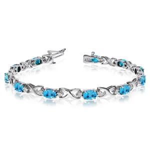Swiss Blue Topaz 925 Sterling Silver Tennis Bracelet Jewelry