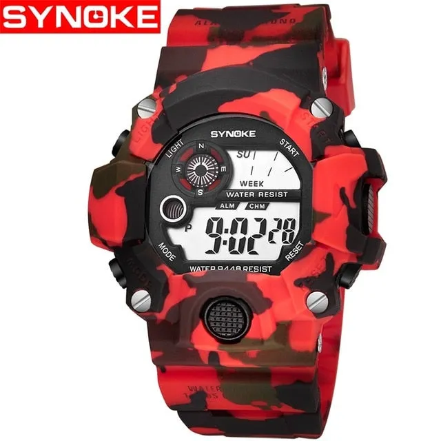 SYNOKE Relogio Masculino Military Multi Function Sports Watches Color Alarm LED Digital Dual Movement WristWatch Back Light