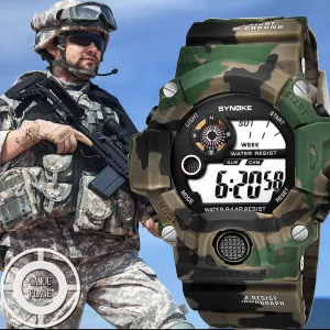 SYNOKE Relogio Masculino Military Multi Function Sports Watches Color Alarm LED Digital Dual Movement WristWatch Back Light