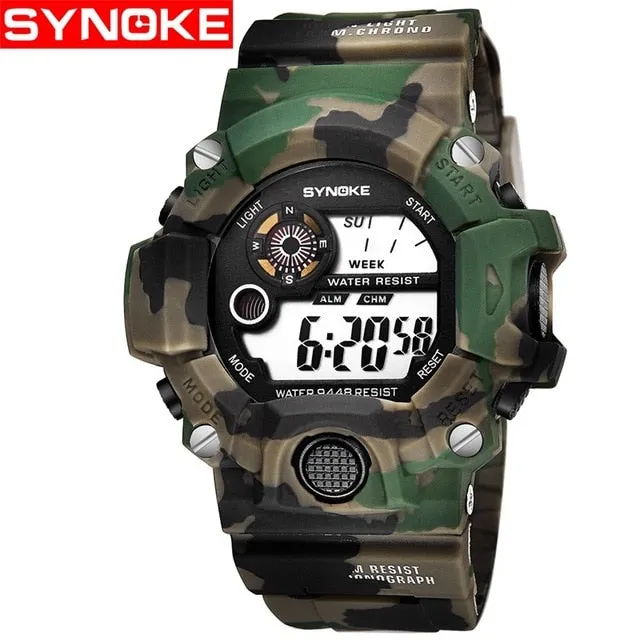 SYNOKE Relogio Masculino Military Multi Function Sports Watches Color Alarm LED Digital Dual Movement WristWatch Back Light