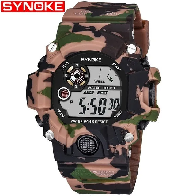 SYNOKE Relogio Masculino Military Multi Function Sports Watches Color Alarm LED Digital Dual Movement WristWatch Back Light