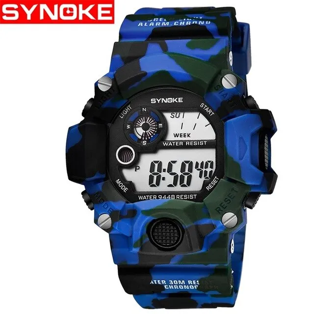 SYNOKE Relogio Masculino Military Multi Function Sports Watches Color Alarm LED Digital Dual Movement WristWatch Back Light