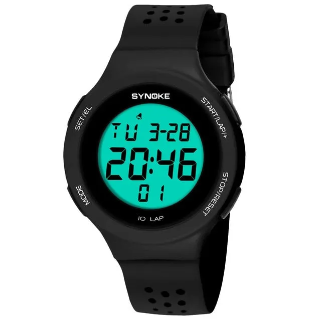 SYNOKE Ultrathin Unisex Electronic LED Digital Sports Waterproof Women Men Watch Mens Dive 50m Military Sports Watches reloj