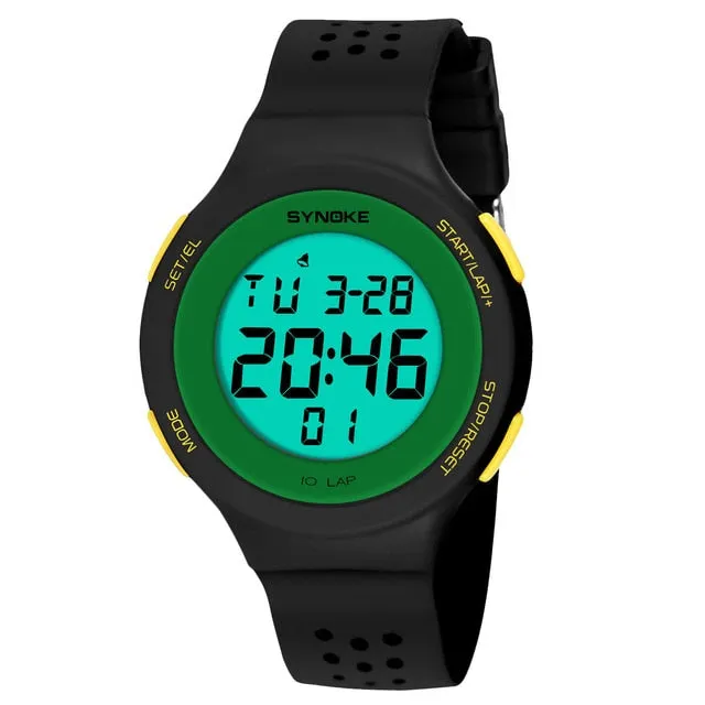 SYNOKE Ultrathin Unisex Electronic LED Digital Sports Waterproof Women Men Watch Mens Dive 50m Military Sports Watches reloj