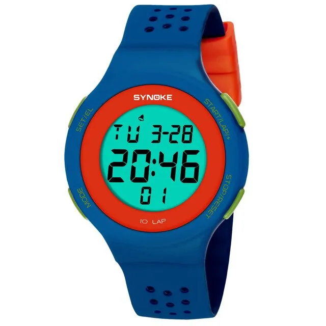 SYNOKE Ultrathin Unisex Electronic LED Digital Sports Waterproof Women Men Watch Mens Dive 50m Military Sports Watches reloj