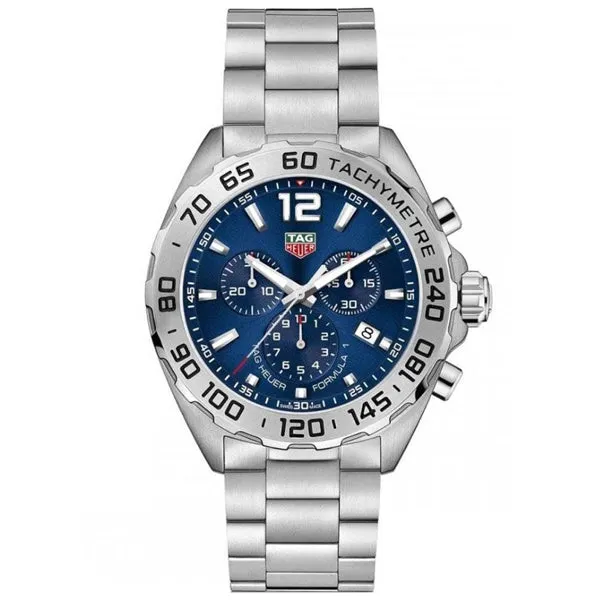 Tag Heuer Formula 1 Silver Stainless Steel Blue Dial Chronograph Quartz Watch for Gents - CAZ101KBA0842