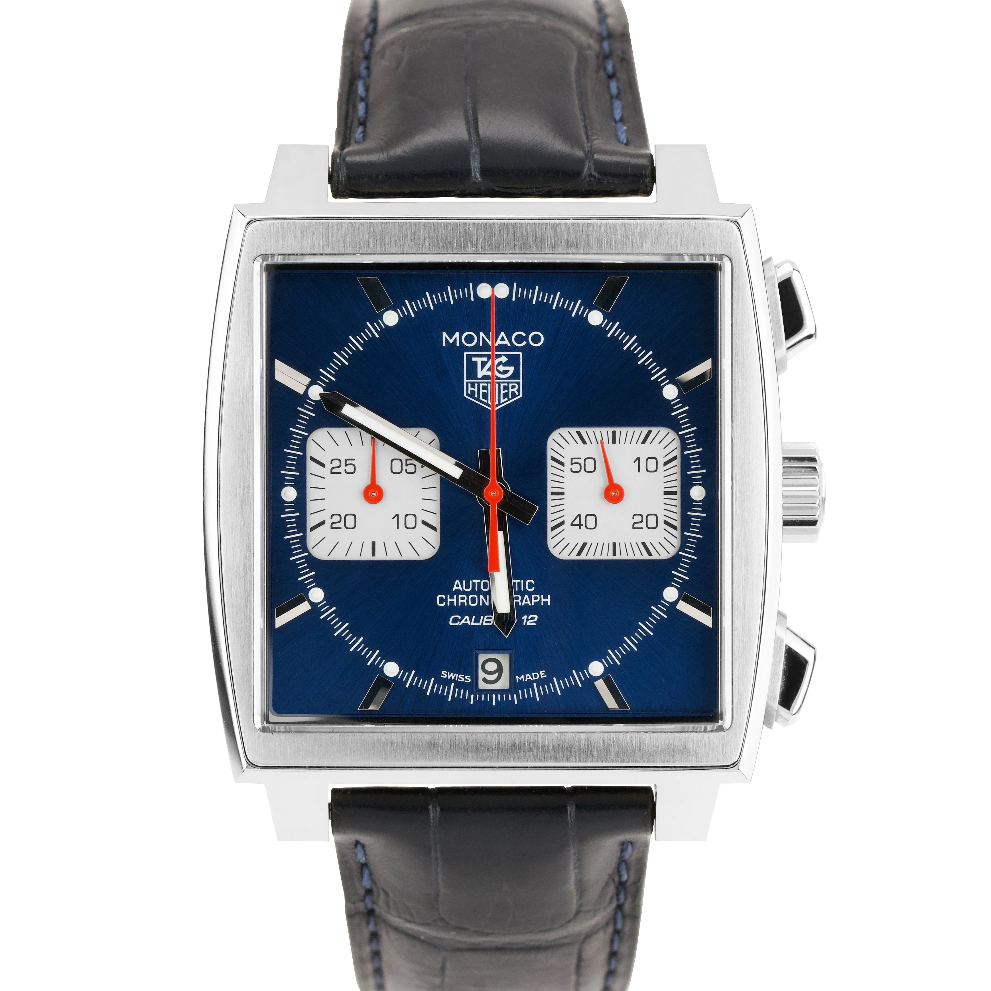 TAG HEUER Monaco Calibre 12 Stainless Steel Blue 39mm Auto Watch CAW2111.FC6183