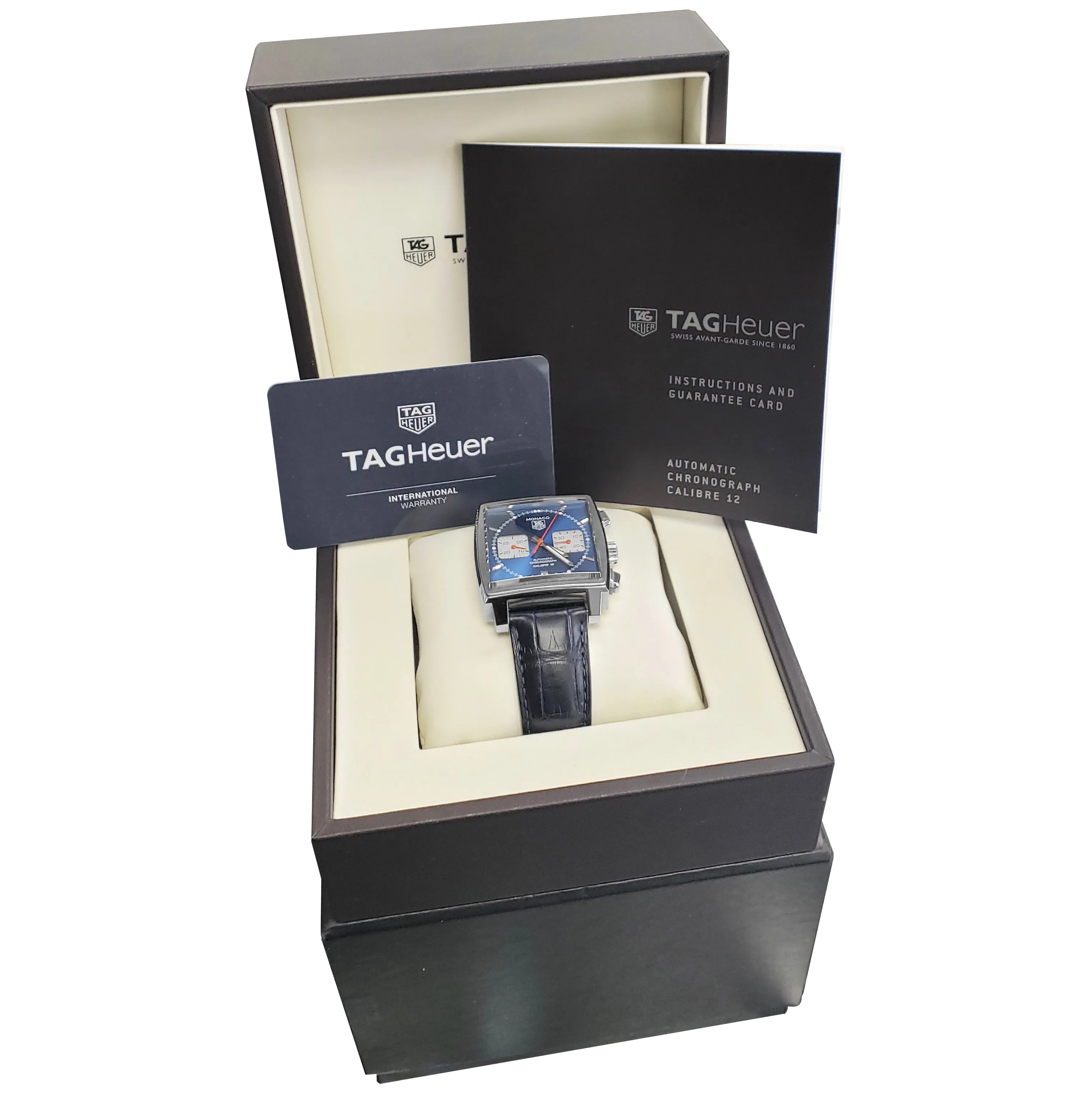 TAG HEUER Monaco Calibre 12 Stainless Steel Blue 39mm Auto Watch CAW2111.FC6183