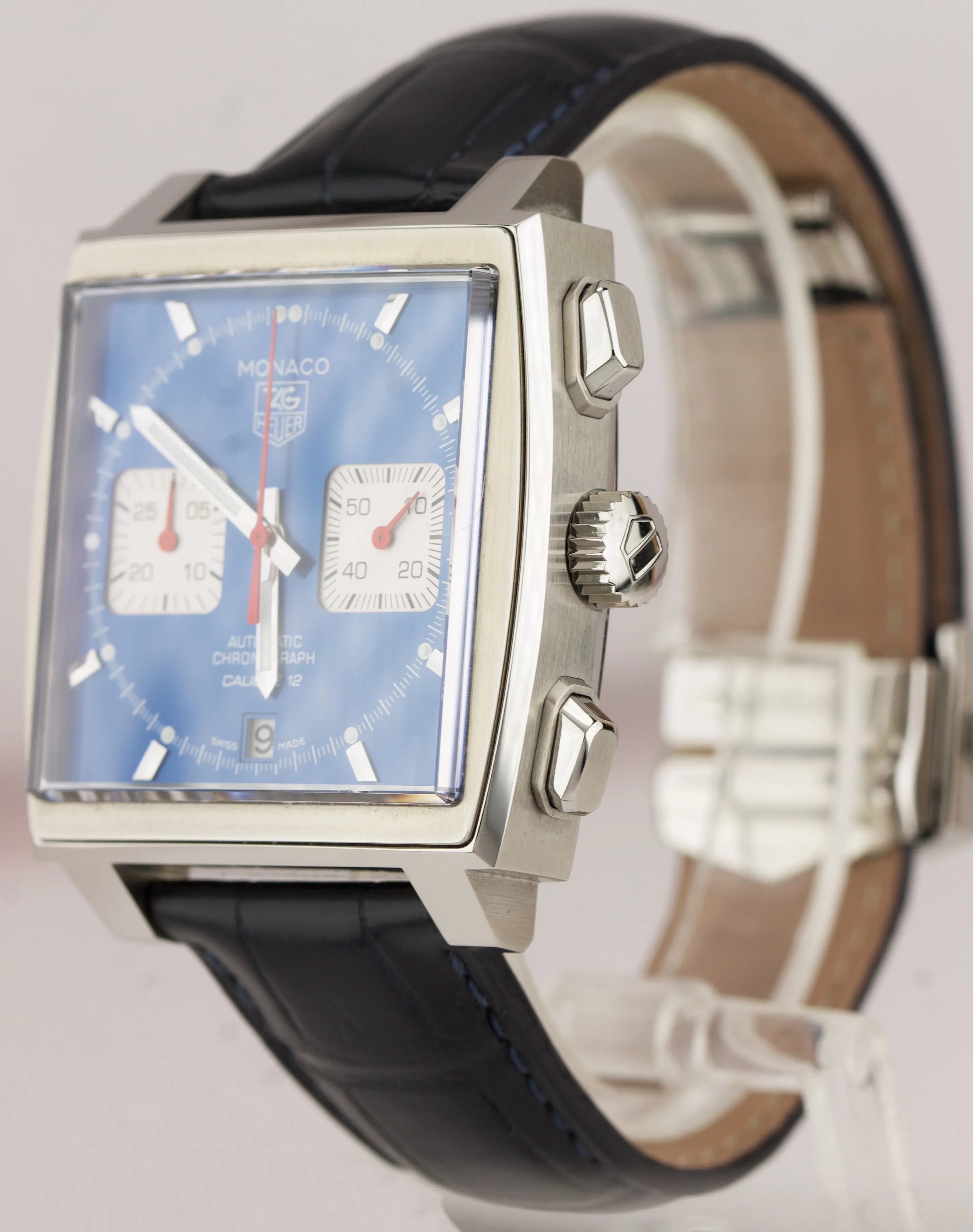TAG HEUER Monaco Calibre 12 Stainless Steel Blue 39mm Auto Watch CAW2111.FC6183