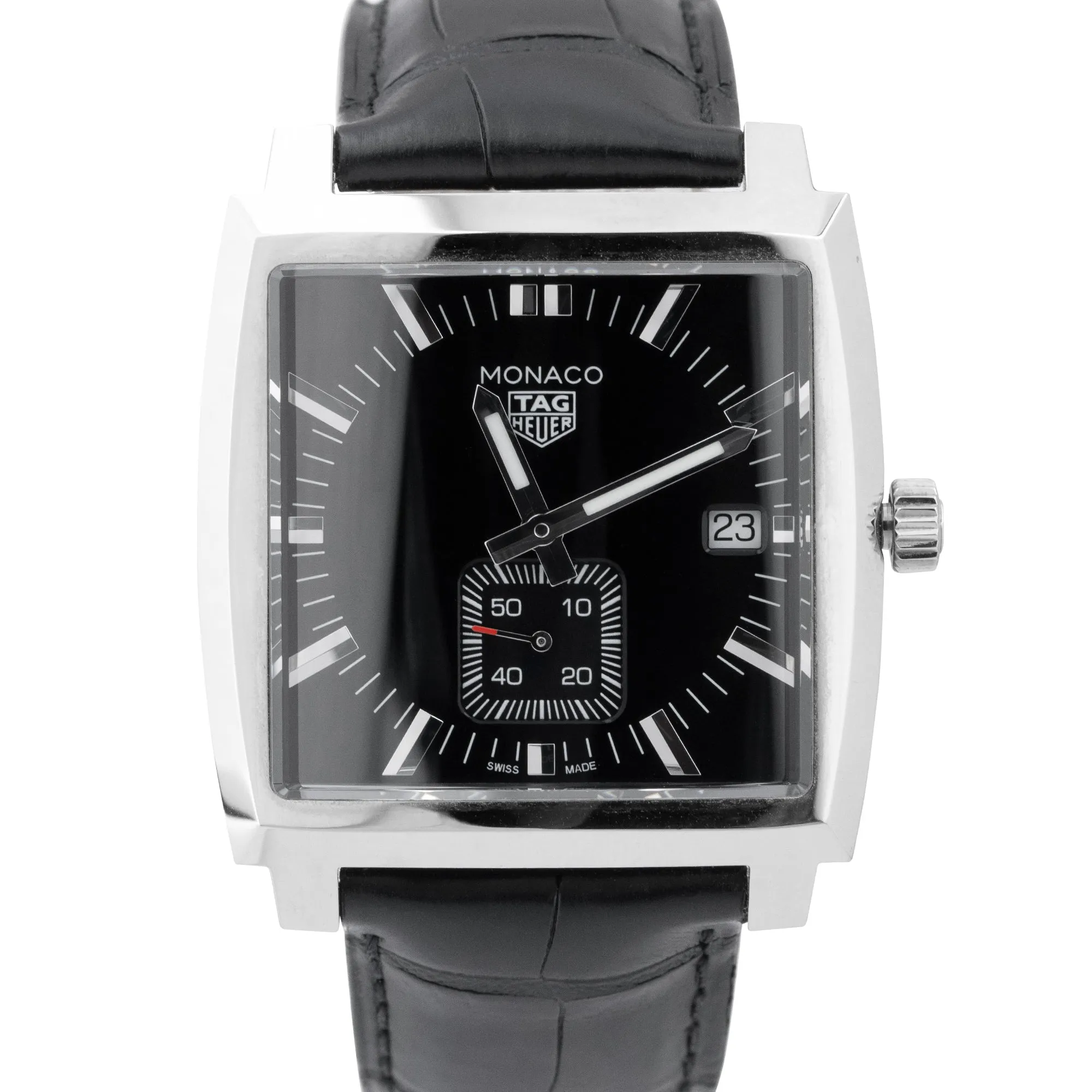 Tag Heuer Monaco WAW131A Quartz Black 37mm Stainless Steel Date Watch B P