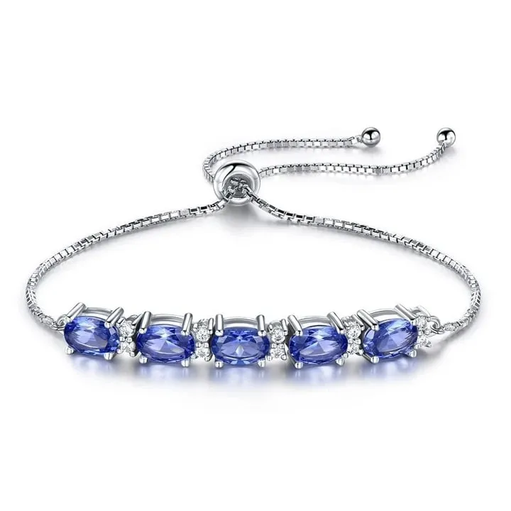 Tanzanite 925 Sterling Silver Tennis Bracelet Jewelry
