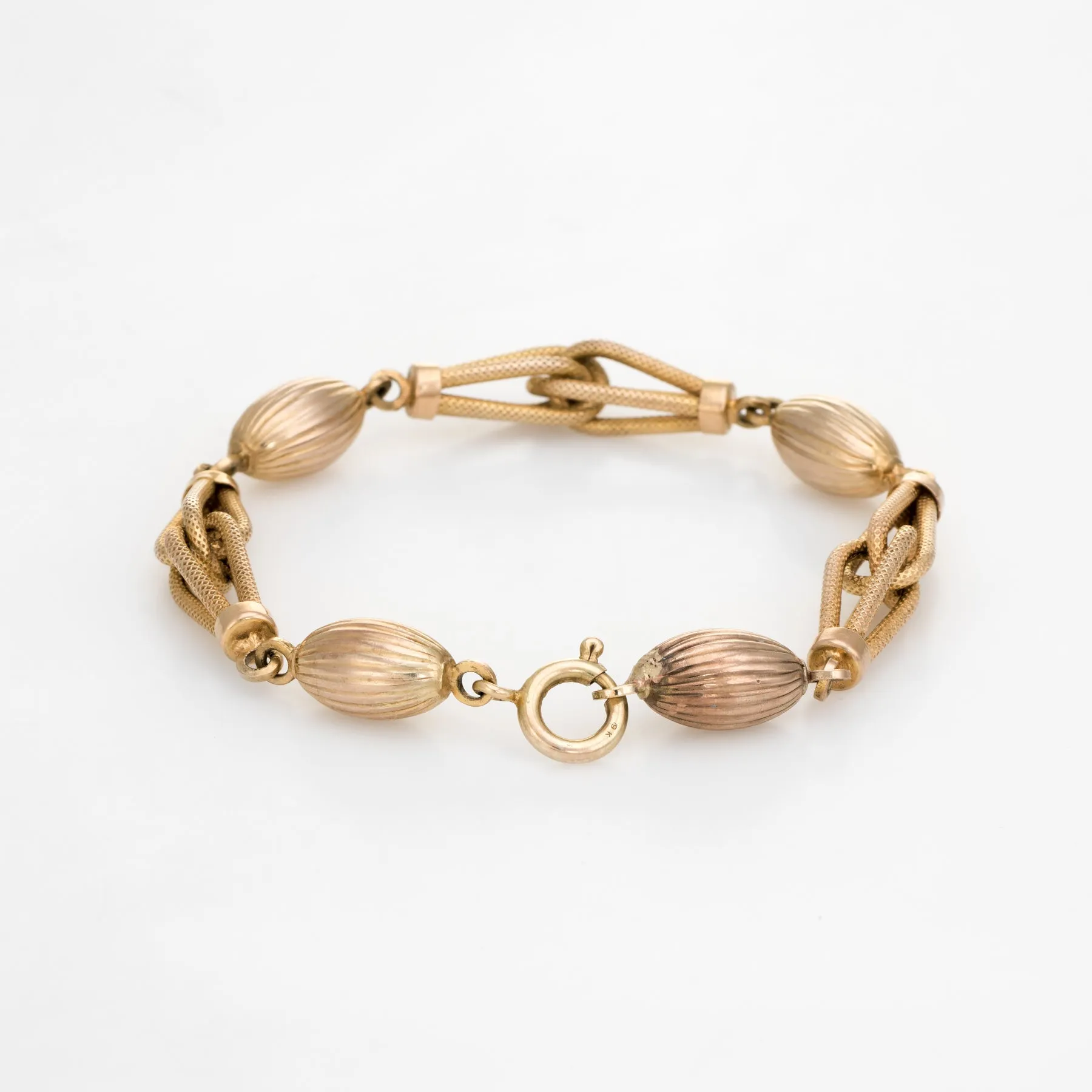 Textured Gold Link Bracelet Vintage 9k Yellow Gold 13.1gm Fine Jewelry 8 Inches