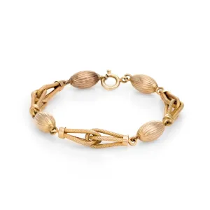 Textured Gold Link Bracelet Vintage 9k Yellow Gold 13.1gm Fine Jewelry 8 Inches
