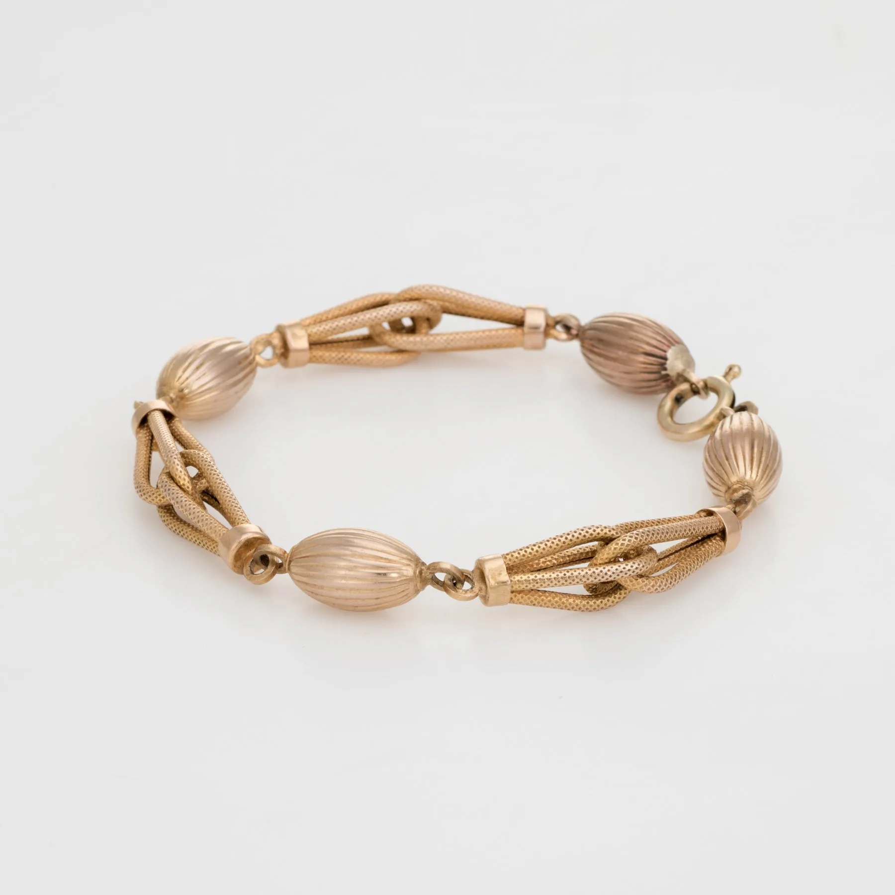 Textured Gold Link Bracelet Vintage 9k Yellow Gold 13.1gm Fine Jewelry 8 Inches