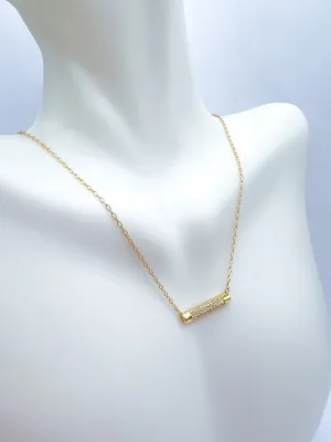 Thick CZ Bar Necklace