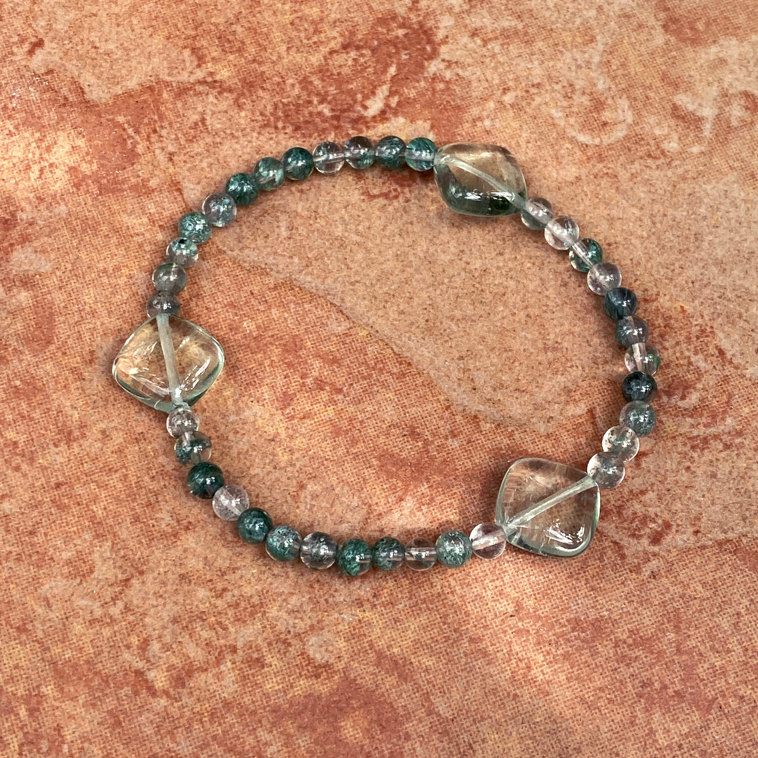 Three EVOLVE Gemstone Bracelet stack Aventurine, Burma Jade and Amazonite butterfly