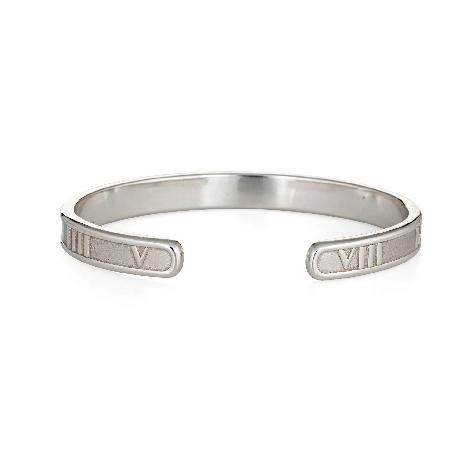 Tiffany & Co Atlas Cuff Bracelet 1995 Sterling Silver Vintage Roman Numeral 7"