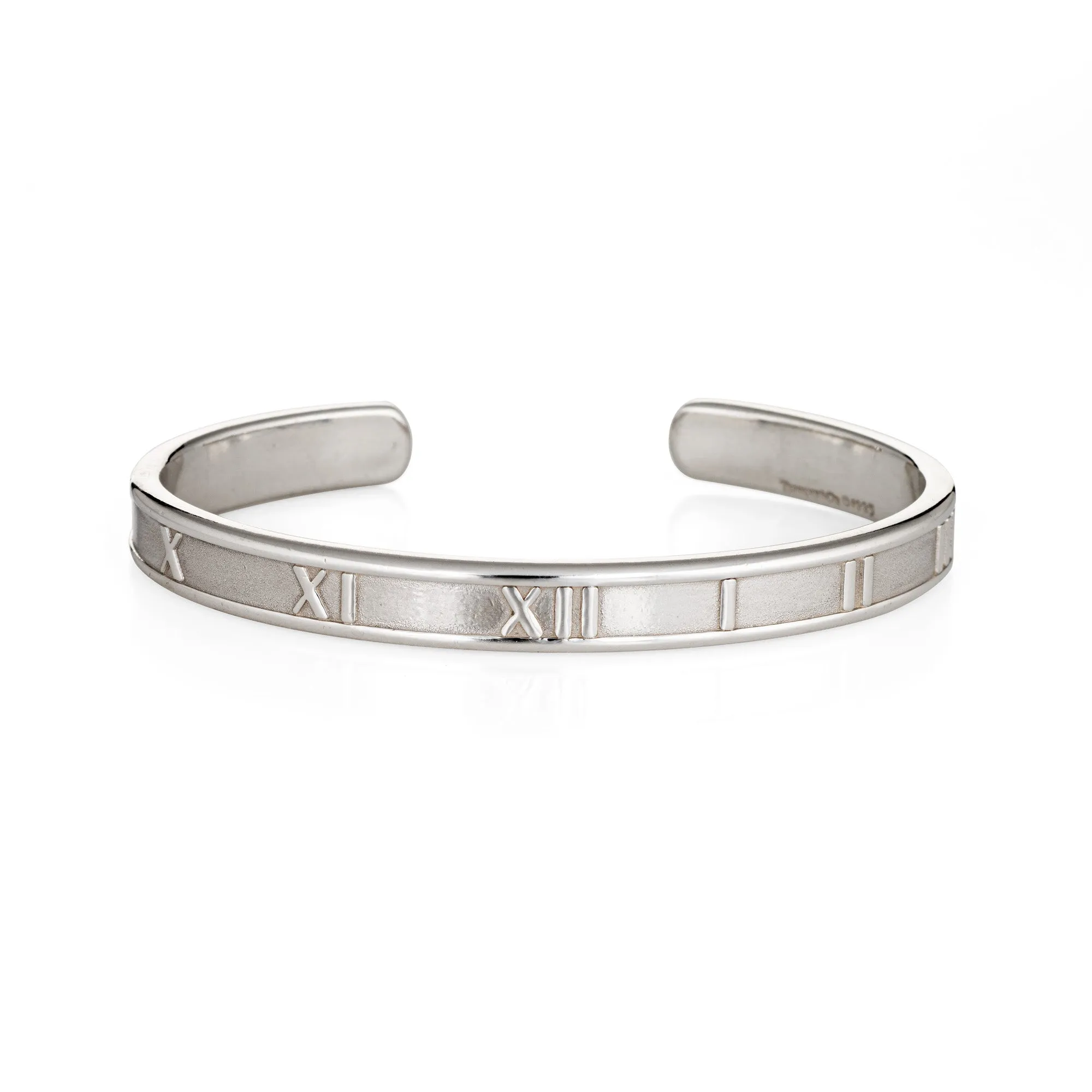 Tiffany & Co Atlas Cuff Bracelet 1995 Sterling Silver Vintage Roman Numeral 7"