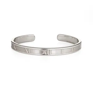 Tiffany & Co Atlas Cuff Bracelet 1995 Sterling Silver Vintage Roman Numeral 7"