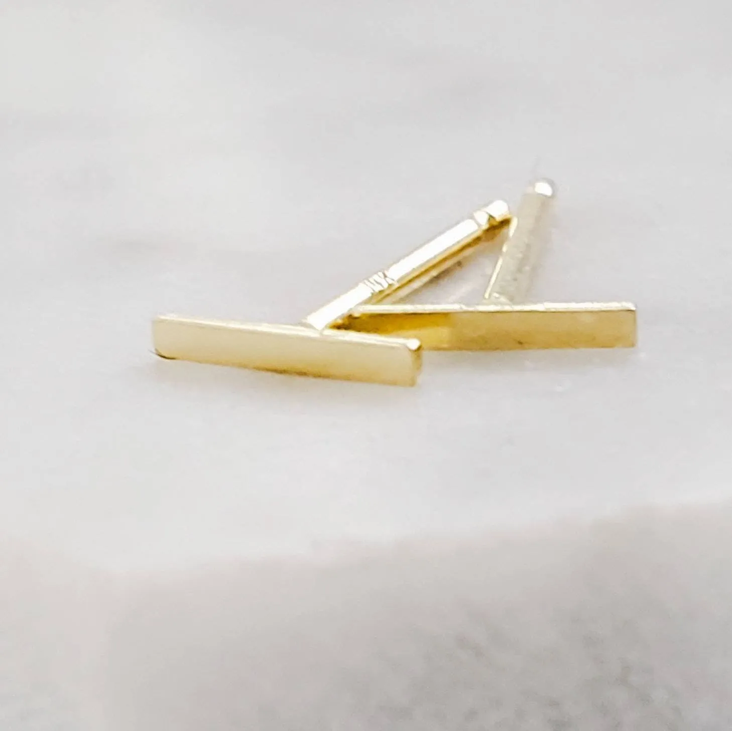 Tiny 14k Gold Bar Studs