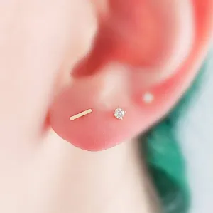 Tiny 14k Gold Bar Studs
