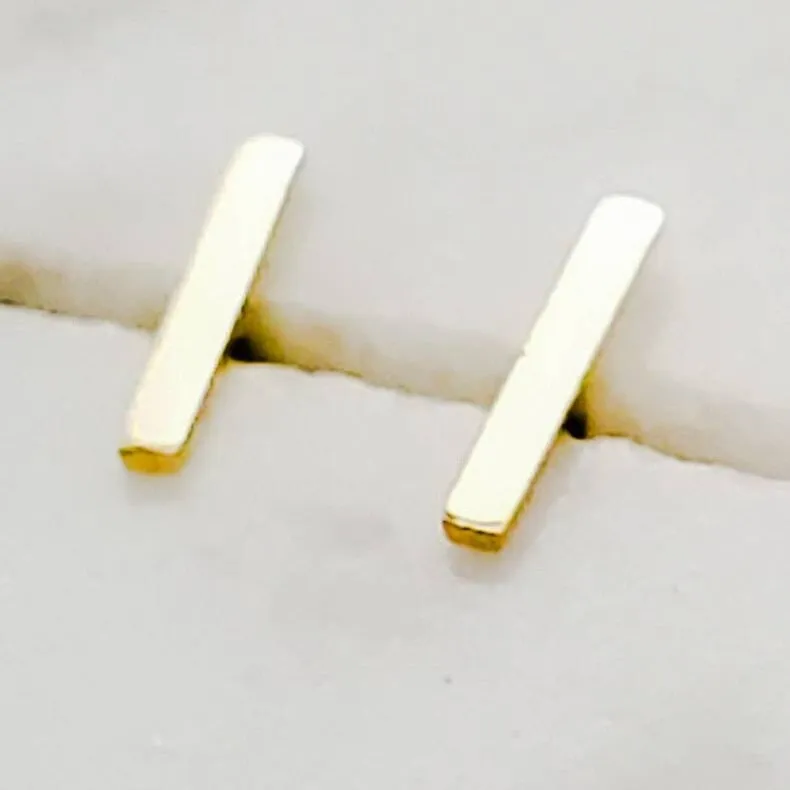 Tiny 14k Gold Bar Studs