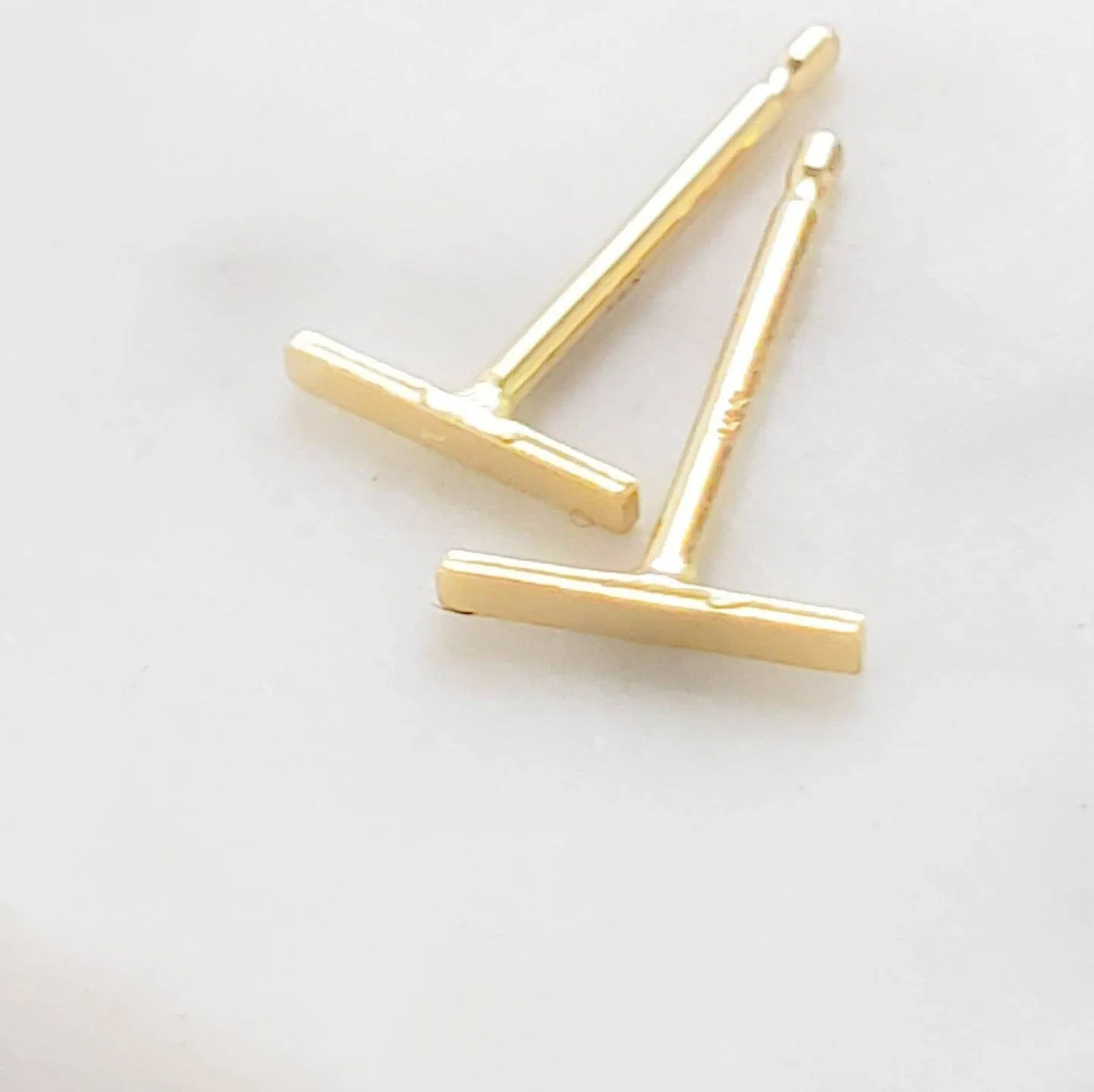 Tiny 14k Gold Bar Studs