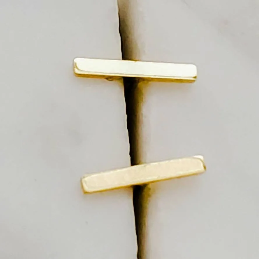 Tiny 14k Gold Bar Studs