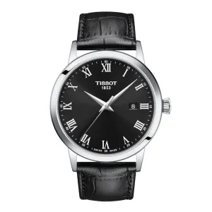 Tissot Classic Dream Mens Stainless Steel Black Leather Strap Black Dial Watch