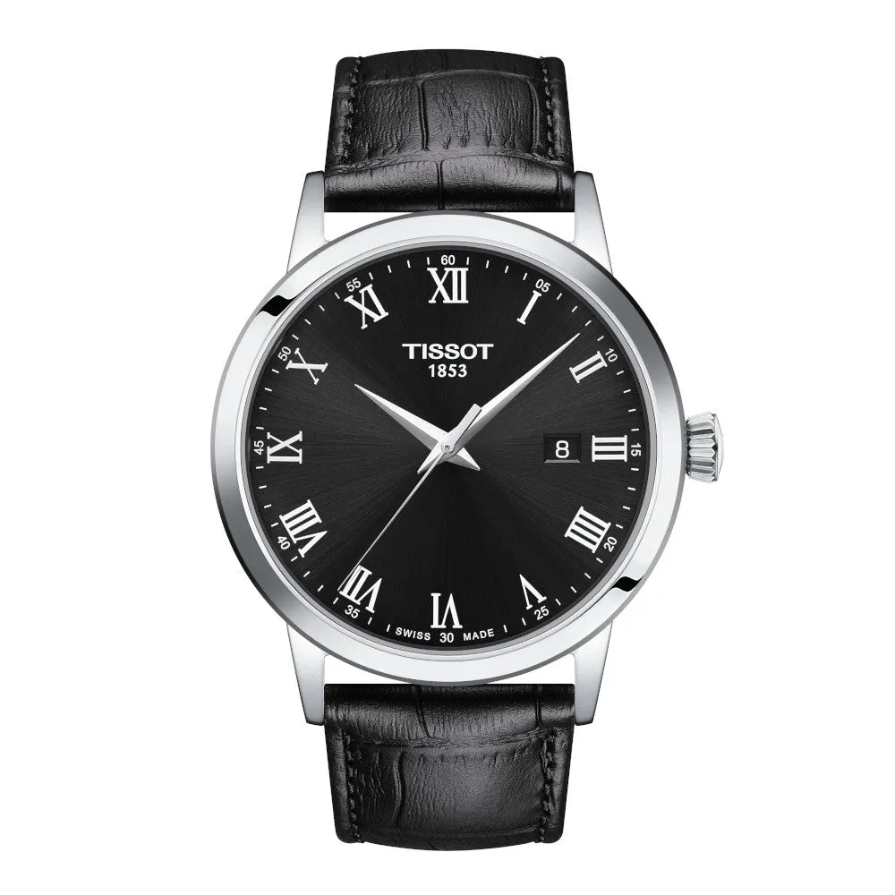 Tissot Classic Dream Mens Stainless Steel Black Leather Strap Black Dial Watch