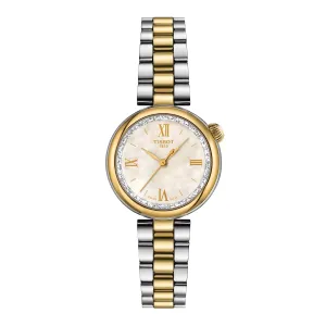 Tissot Desir Ladies Stainless Steel and Yellow Gold Mother of Pearl Dial Watch