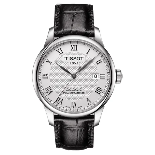Tissot Le Locle Powermatic 80 Men's Stainless Steel Black Leather Strap Watch