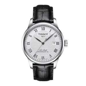Tissot Le Locle Powermatic 80 Men's Stainless Steel Black Leather Strap Watch