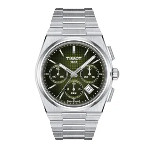 Tissot PRX Automatic Chronograph Mens Stainless Steel Green Dial Watch