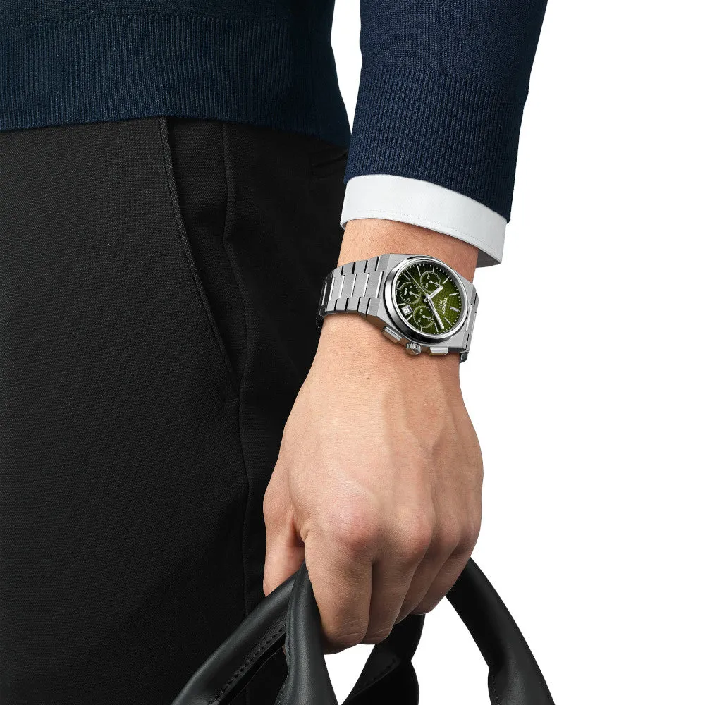 Tissot PRX Automatic Chronograph Mens Stainless Steel Green Dial Watch