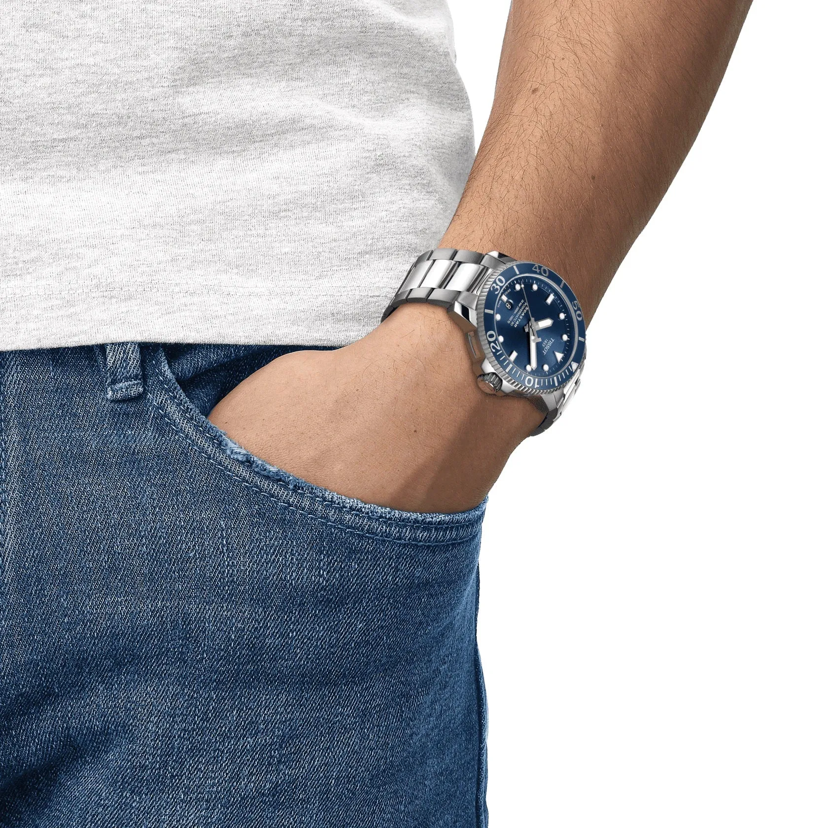 Tissot Seastar 1000 Powermatic 80 Mens Stainless Steel Blue Dial Watch
