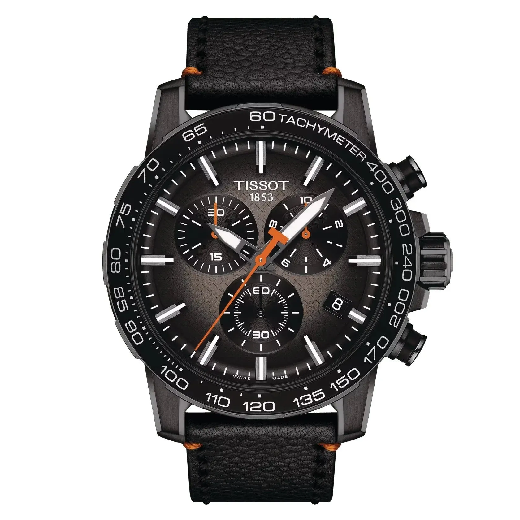 Tissot Supersport Chrono Mens Black Tone Black Leather Strap Watch
