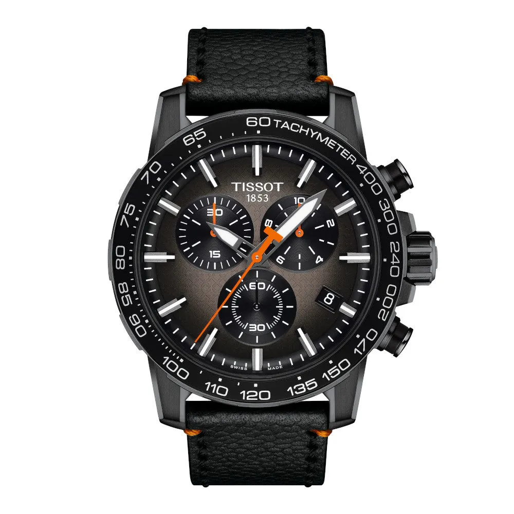 Tissot Supersport Chrono Mens Black Tone Black Leather Strap Watch