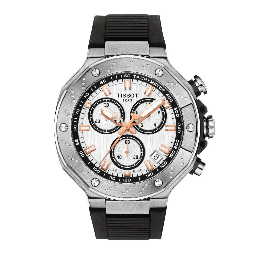 Tissot T-Race Chronograph Mens Stainless Steel Black Rubber Strap Watch