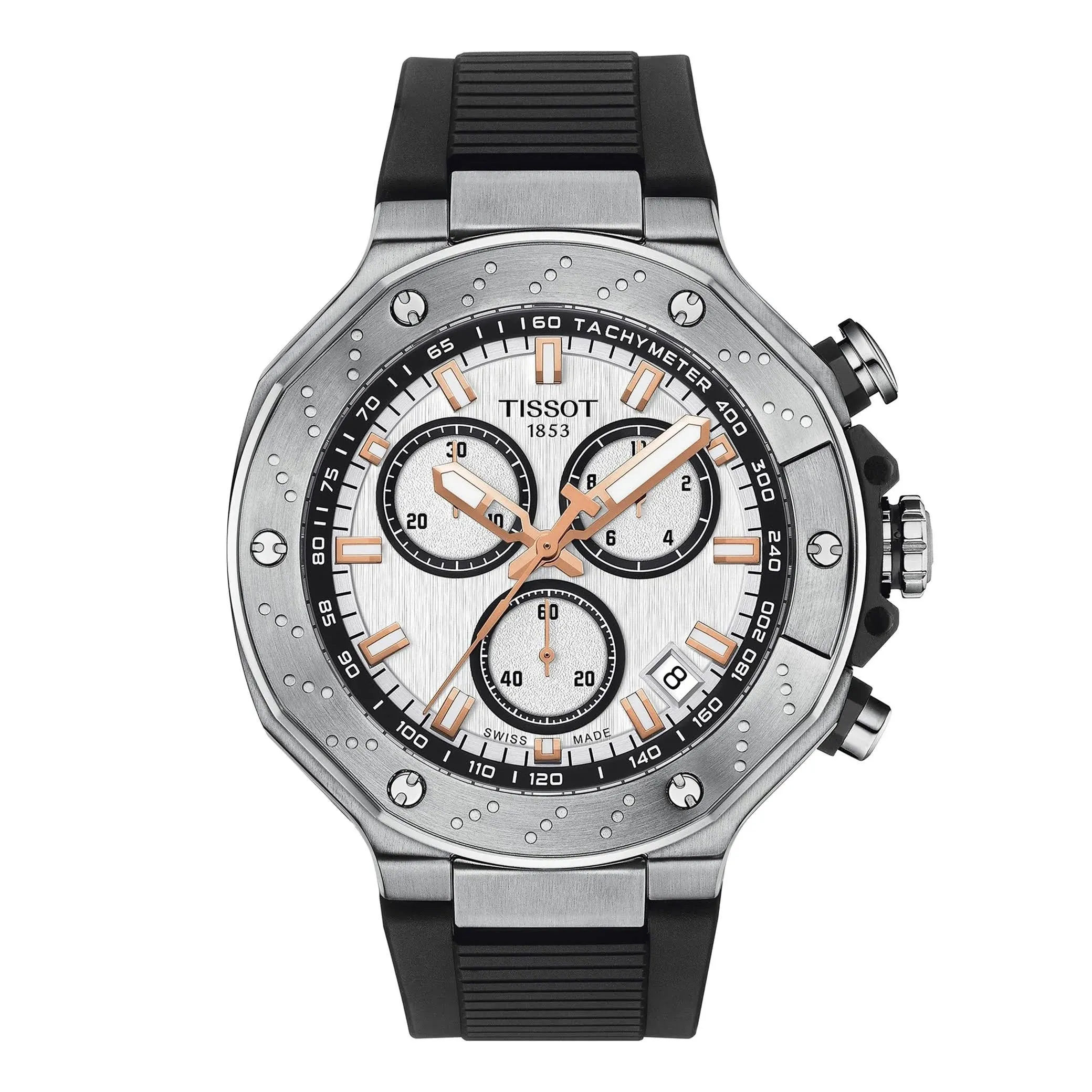 Tissot T-Race Chronograph Mens Stainless Steel Black Rubber Strap Watch