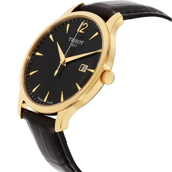 Tissot Tradition Black Leather strap Black Dial Quartz Watch for Men's - T-0636103605700