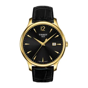 Tissot Tradition Black Leather strap Black Dial Quartz Watch for Men's - T-0636103605700