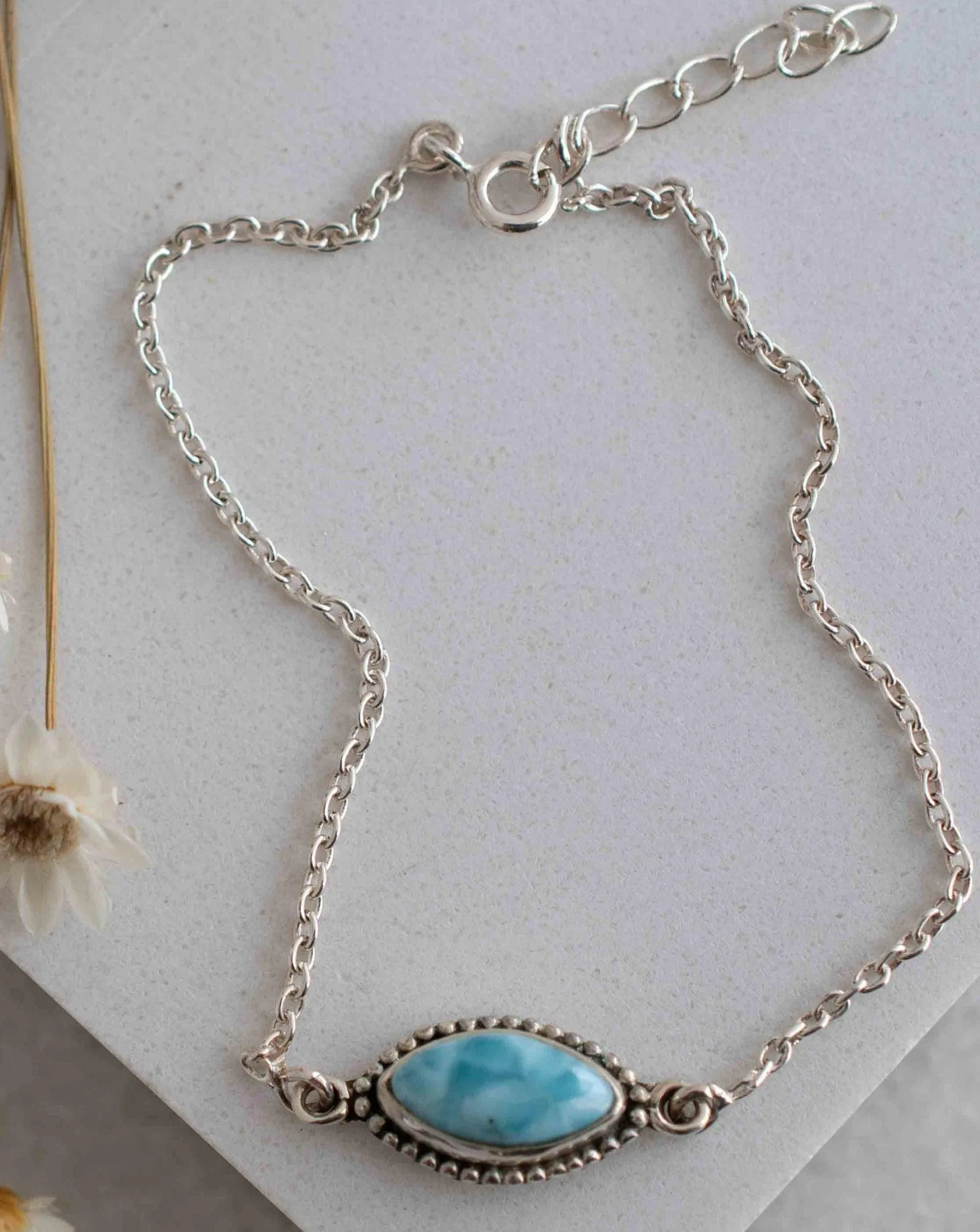 Turquoise, Labradorite, Larimar, Moonstone and Aqua Chalcedony Bracelet ~ Sterling Silver 925 ~ MB042