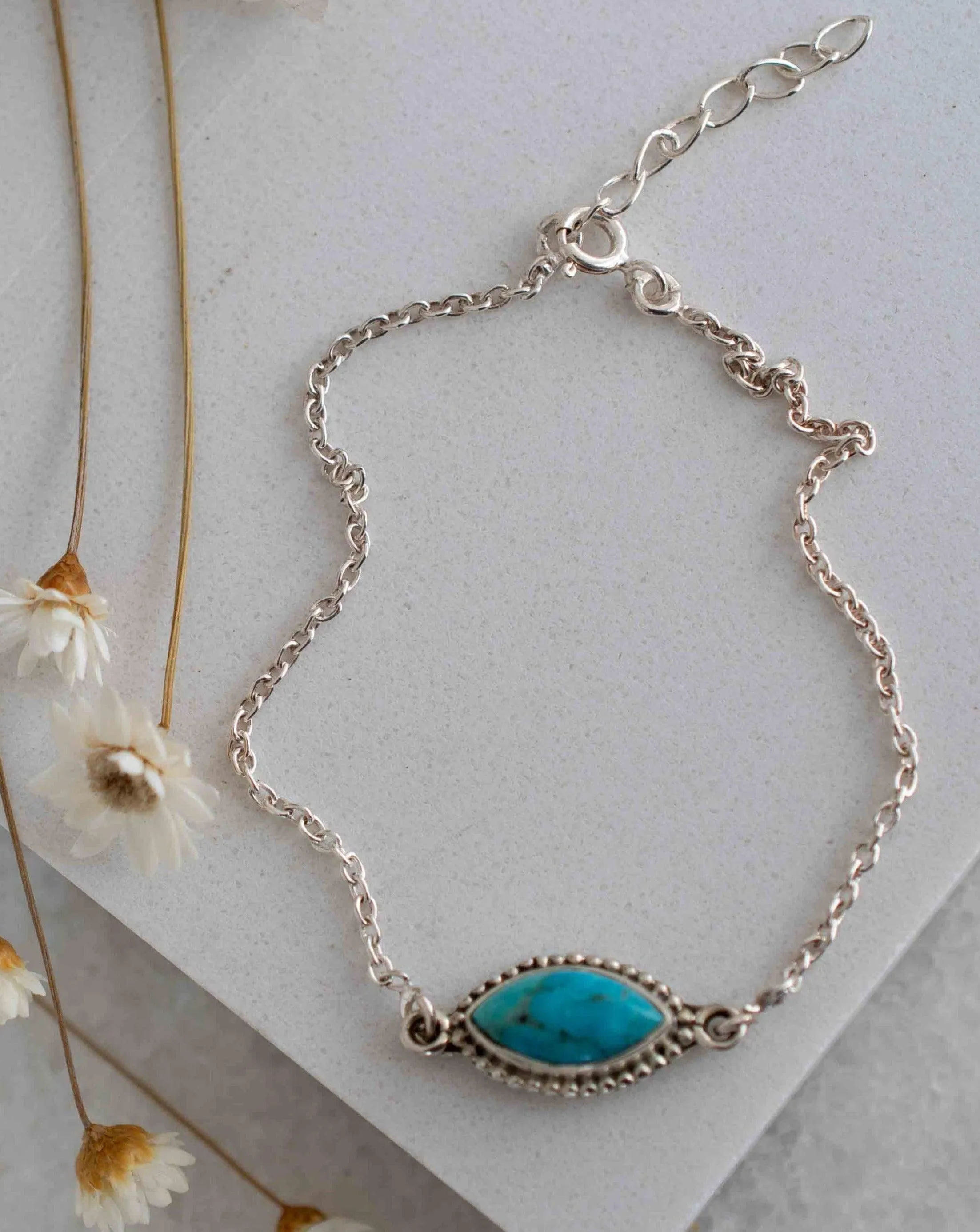 Turquoise, Labradorite, Larimar, Moonstone and Aqua Chalcedony Bracelet ~ Sterling Silver 925 ~ MB042