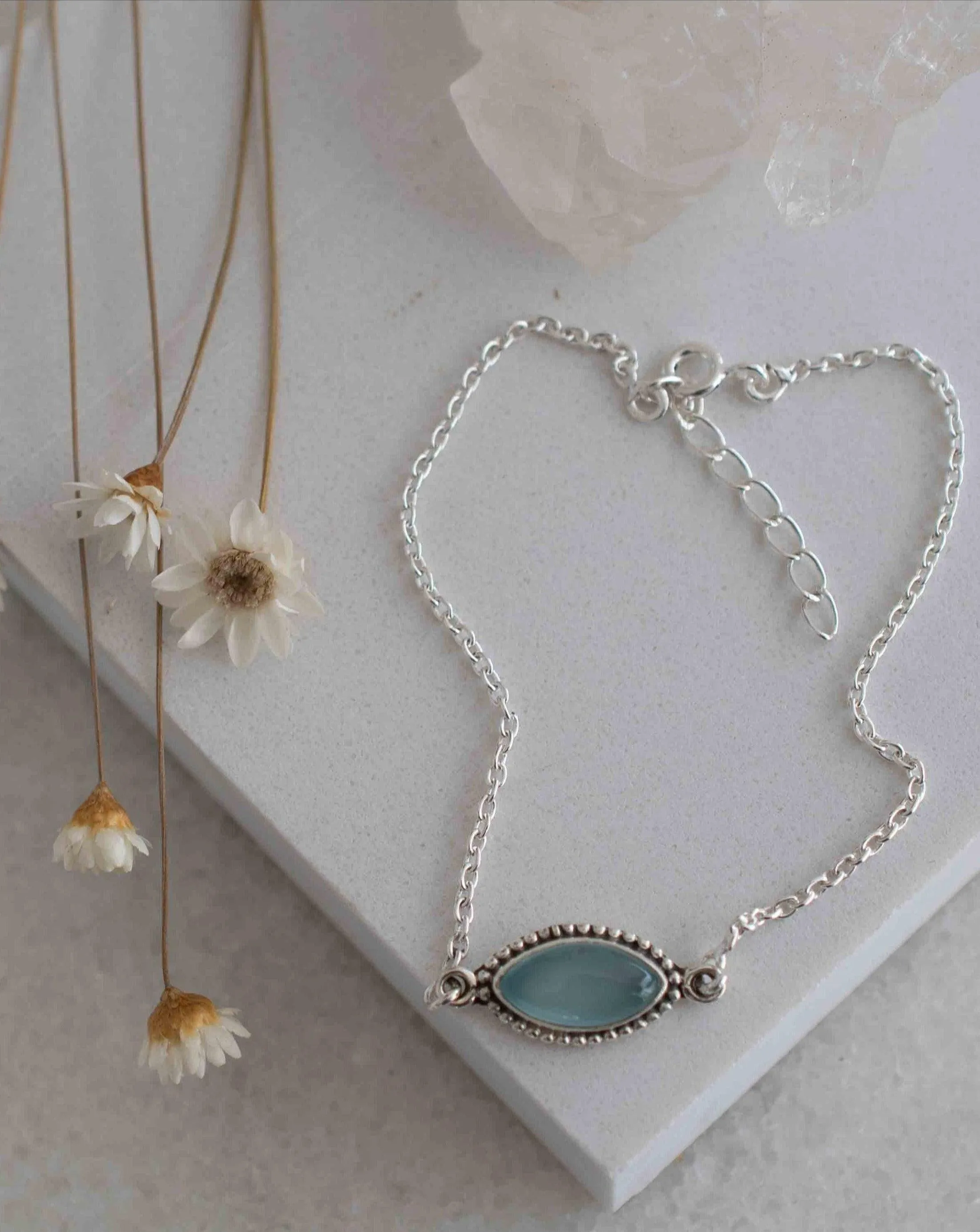 Turquoise, Labradorite, Larimar, Moonstone and Aqua Chalcedony Bracelet ~ Sterling Silver 925 ~ MB042