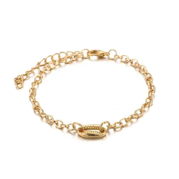 Turquoise Sea-Shell Bracelet Set in 14K Gold Italy Design - 3 Piece Set