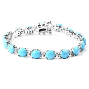 Turquoise White Topaz 925 Sterling Silver Tennis Bracelet Jewelry